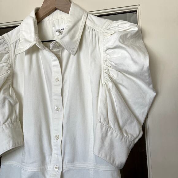 FRAME Gillian Dress Ecru Puff Shoulder Off White Size XS‎ Mini Chic Cute Sexy - Picture 6 of 16